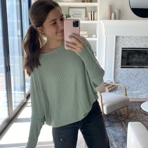 Take the Long Road Sage Textured Top